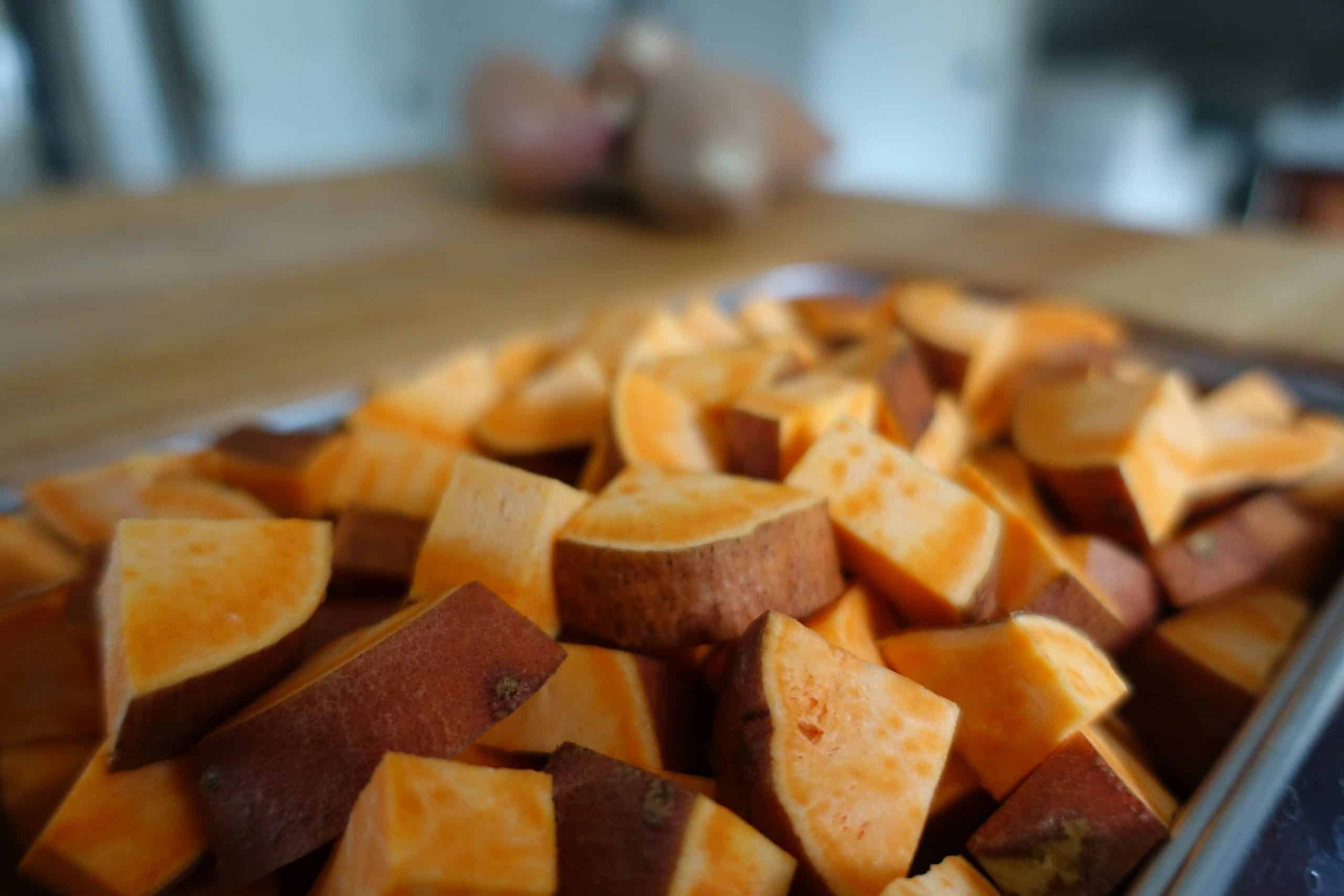 diced sweet potatoes same shape and size