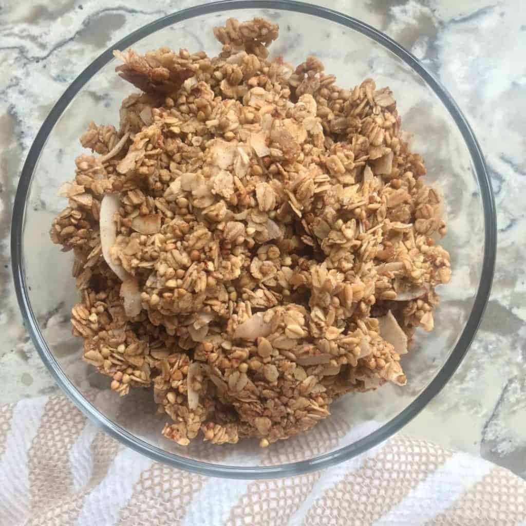healthy homemade granola using oats buckwheat coconut flakes