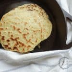 einkorn tortillas using sourdough starter in a lodge cast iron skillet
