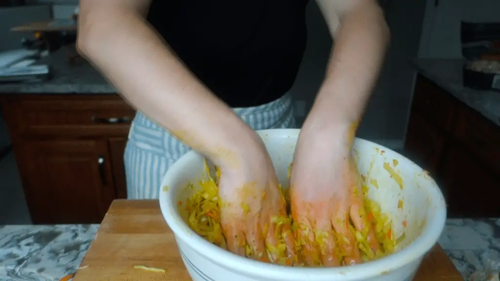 curry kraut almost done with massaging
