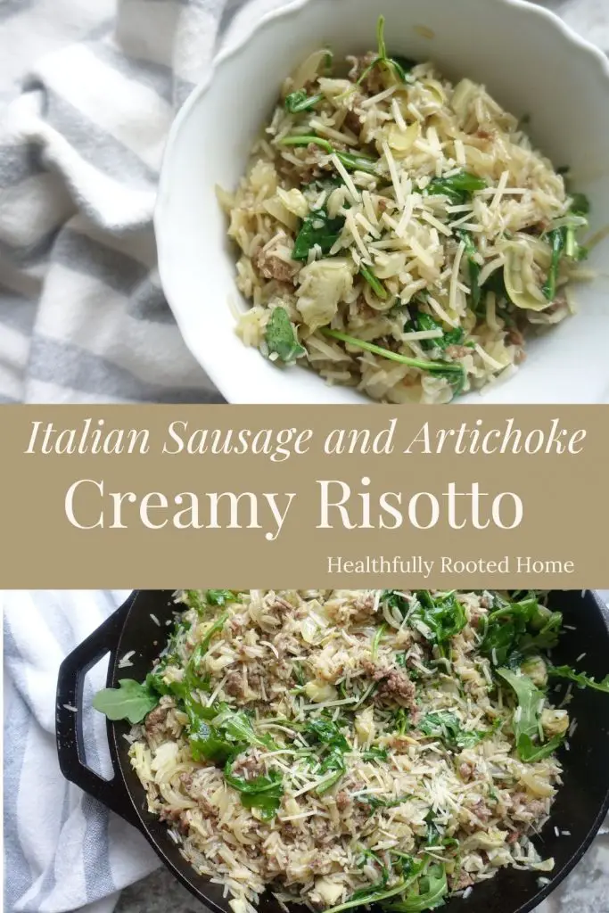 Creamy risotto with italian sausage and artichoke recipe