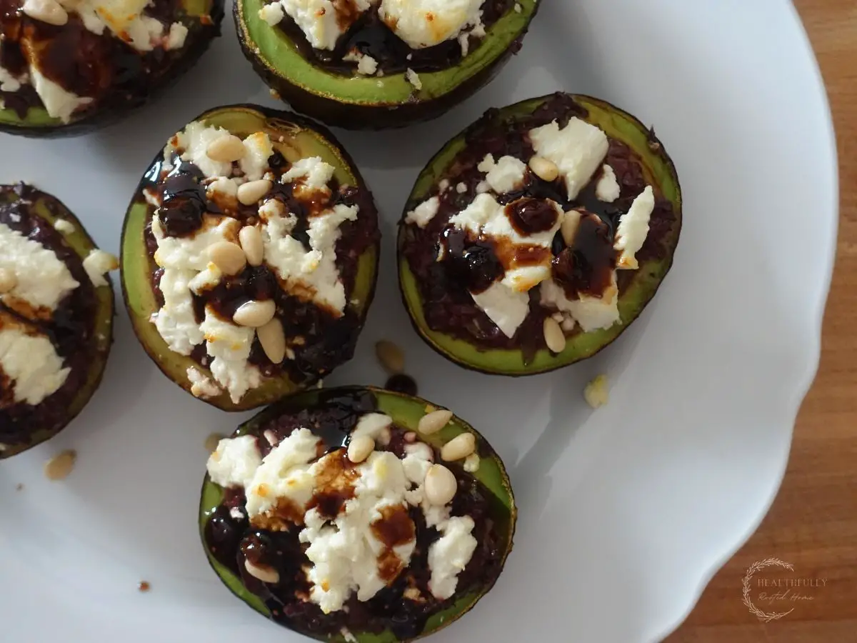 Roasted Avocados Stuffed with Goat Cheese Tapenade