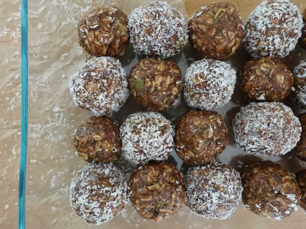 rolled up boobie balls with coconut flakes on the outside
