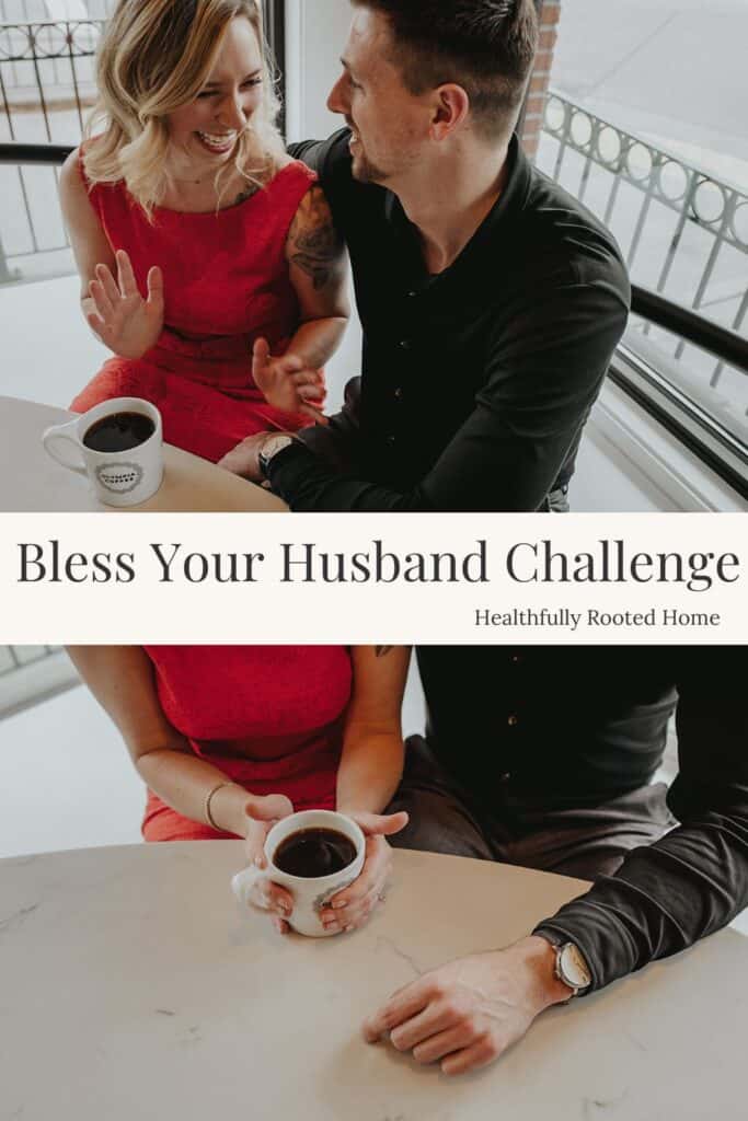 bless your husband challenge pin graphic with husband and wife in coffee shop